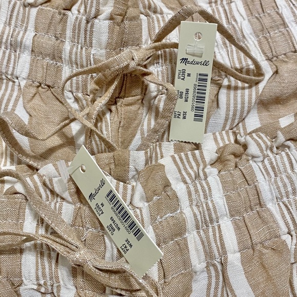 Madewell Tan Smocked Huston Wide Leg Cropped Pants - Picture 4 of 7